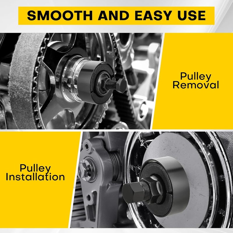 Acymner Power Steering Pulley Puller and Installer Tool Kit | Power Steering Pump Pulley Kit, Remover & Installer for Power Steering, Water Pump, and Vacuum Pump Pulleys - Image 5